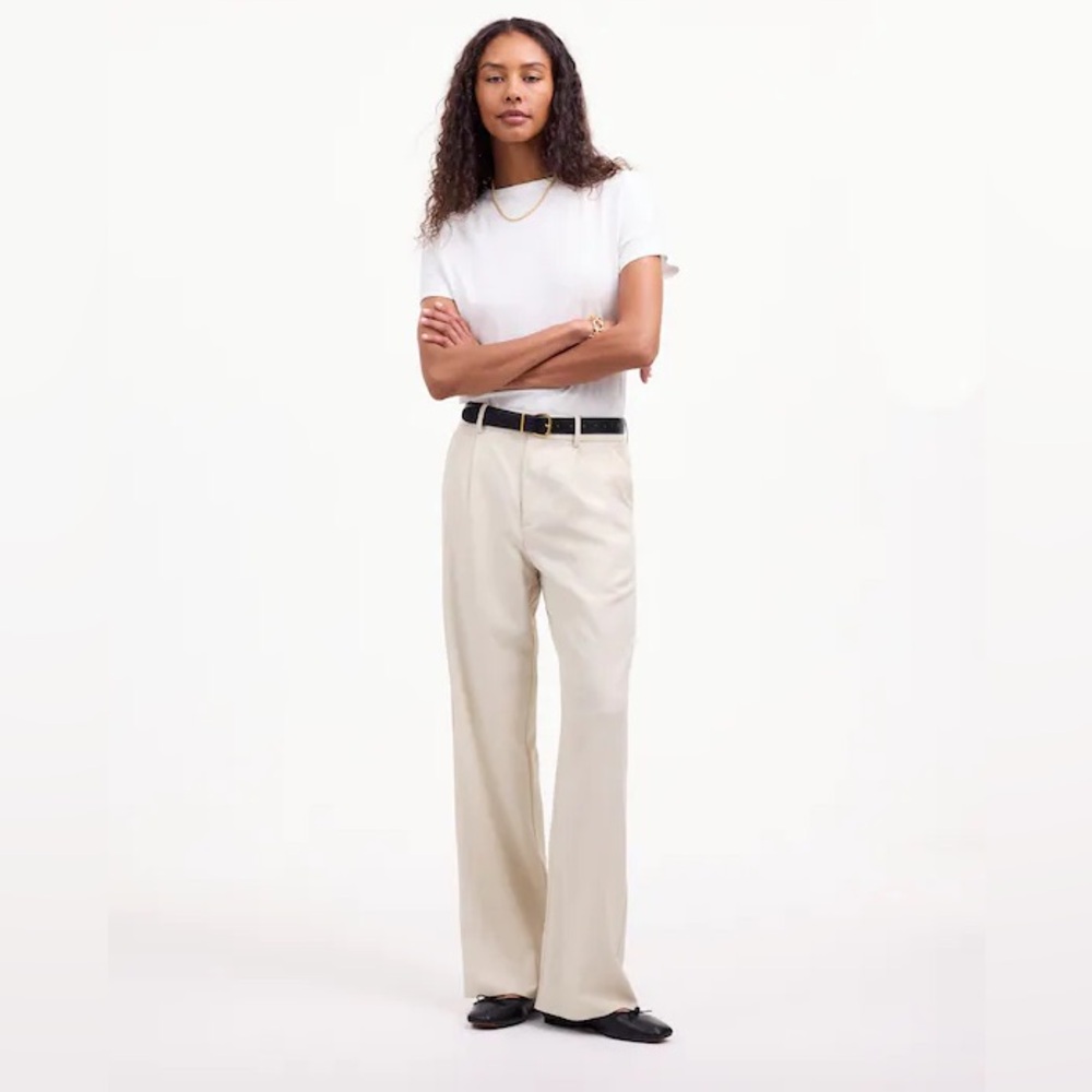 Madewell Slouchy Straight Pant in Drapey Twill Stone